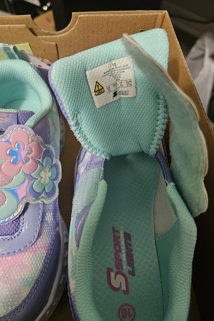 Skechers Kids Light-Up Floral Sneakers - Lavender & Mint Size 10 T, Brand New - Picture 7 of 8